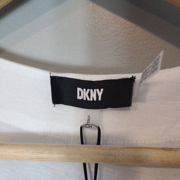 NWT DKNY Tunic Cover Up Womens Small White Cotton Modal V-Neck - Picture 5 of 7